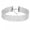 Billiga kvinnor full kristall strass chokers halsband för kvinnor färgat diamant uttalande halsband brud smycken silver party jude263i