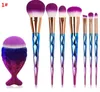 8pcs Pinceles de maquillaje Set Mermaid Shaped Foundation Powder Eyeshadow Blusher Contour Brush Kit Tool DHL gratis