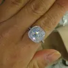 2016 anel de moda novo estilo almofada 4ct 5A zircão pedra 925 anel de noivado de prata esterlina anel de casamento para as mulheres Sz 5-10