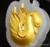 Beautiful gold inlays in xinjiang and tian jade - swans (birds). Lucky necklace pendant.