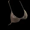 idealway Sexy Crystal Rhinestones Body Jewelry Fashion Bikini Chain Necklace Hollow Out Underwear Bra Design Summer Beach