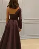 Bir omuz resmi elbise akşam kılıfı vestidos de fiesta seksi yüksek bölünmüş Bury balo elbiseleri kollu es