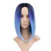 Parrucche sintetiche per capelli per donne nere Ombre Nero Misto Blu Viola Brevi punti salienti Parrucca Bob Diritta Resistente al calore Cosplay o festa