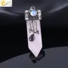 CSJA Big Natural Gem Stone Sword Pendants Hexagonal Pendulums Labradorite Rose Quartz Lapis Lazuli Black Obsidian Tiger Eye Jewelr9766359