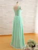 2019 Jeden Suknie Drupienek Sierniczki Mint Green Long A Line Pleys Eleganckie Sukienki Prom Szyfonowa dla Damska Bridal Party