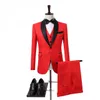 New arrival Groom's wedding suit varied style lucky red three piecesn jacketpantsvest slim fit prom wedding tuxedos custom waistcoats