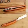 Good Quality Straight Edge Stainless Steel Folding Shaving Knife Hair Removal Tools Wooden Handle