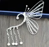 Butterfly earrings, crystal beads, handmade bride accessories, new female fairy ears, new style comb earrings.