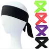Kvinnor Män Striped Solid Tie Back Sport Headband Non-Slip Stretch Sweatbands Fukt Wicking Workout Yoga Running Headbands