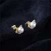 925 Sterling Zilveren Stud Oorbellen Ronde Moeder-van-Pearl Elegante Koreaanse Nanyang Bead Pearl Stud Oorbellen