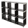 Multifunctional Assembled 3 Tiers 9 Compartments Storage Shelf Black Storage Holders & Racks