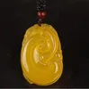 Yellow Chalcedony Buddha Bead Cross Gourd Pendant Natural Hand-carved Fish Rose Leaf Lotus Chinese Carved Pendants Necklace