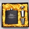 1 Set Personalized Engraved 6 oz Black stainless steel hip flask , Groomsman gift ,Bridesmaid gift