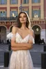 Tina Valerdi 2019 레이스 A 라인 웨딩 드레스 스파게티 백리스 웨딩 드레스 가운을 입고 플러스 사이즈 스트리트 웨딩 드레스
