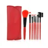 Professionell 7PCS Kit Makeup Set Borstar Bärbar Kosmetisk Ögonbryn Pulver Make Up Borste Verktyg Läderväska Hållare