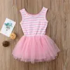 Summer Baby Girls Sukienki 2018 Nowe Dzieci Dziewczyna Bez Rękawów Łuk Cartoon Cekiny Unicorn Dresses Baby Girls Casual Paski Tulle Princess Dress