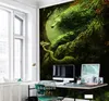 Papel de parede personalizado 3D Estereoscópico Bela Floresta Verde lobo Art Mural Mural Sala de estar Quarto Papel De Parede