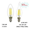 LED Filament Lamp E12 E14 2W 4W 6W Edison Candle Light 110 V 220V 240V C35 360 ° Clear Glass Lamp voor Crystal Hanger Kroonluchter Armatuur