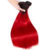 röd mänsklig hårförlängningar väft