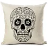 Painted Face Skull Printed Cotton Linen Pillow Case Decorative Office Home Throw Pillow Cover Creative Home Office Cushions withou5569149