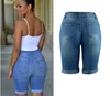 2017 Sexy Sommer Neue Mode Frauen Zerrissene Löcher Knielange Jeans Denim Hosen Dünne Hohe Wasit Blau Weiß Casual Bleistift Hosen