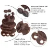 Embrasse les cheveux du corps de la carrosserie 4 Couleur marron chocolat 2 brun foncé 3 paquets avec fermeture en dentelle Vierge Indienne Remy Human Hair9044890