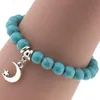 Vintage Bohemian Bracelet Personality Charm Pendant Turquoise Bracelet Beaded Chain Bracelet Stretch Bangle