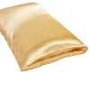 US UK Russia Size 2pcs 1pair Pillow Case Satin Solid Color Silk Pillowcase Pillow shams Twin Queen Cal-King 7 colors259b