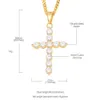 Nouveau Hip Hop argent plaqué collier bijoux femmes mariage mode croix CZ cubique Zircon pierre pendentif collier