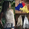 Özel el yapımı tığ kırpma üst, Beachwear, yular püskül yaz üst, kadın giyim, Boho tarzı üst, plaj kıyafetleri, festivali giyim