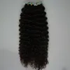 Light Brown Fita Humana em kinky curly 100g 40 pçs / lote Não Remy Brasileira da Pele Do Cabelo Humano trama fita Em Extensões Do Cabelo