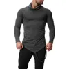 New Heren Merk O-hals Onregelmatige T-shirts T-shirts Mannelijke Casual Lange Mouw T-shirt Slim Fit Fitness Gyms T-shirts Tops S-2XL J181032