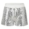 Sparkle Sequin Shorts 3 Цвета Летняя Древесина Эластичная Талия Вечеринка Девочки Шорты Высокая Талия Фитнес Девушки Шорты OOA5655