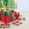 God julklappkort 3D Xmas Tree Laser Pop Up Folding Type gratulationskort för Navidad Natal New Year Party Favors Cards8728344