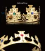 2018 New fashion Queen and King Crown Hairband With Acrylic Stone Golden and Silver Color Plastic Adustable Size For Adult and Children