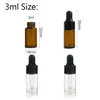 50 pçs / lote 3ml mini garrafa de conta-gotas vazio garrafas de óleo essnetry de aromatherapy com gotas de olho de vidro