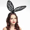 Blumen-Mesh-Hasenohren-Stirnband, Party, schwarzes Kaninchen, Spitze, Alice-Band, Haarschmuck, 3 Farben
