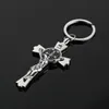 Zilver roestvrij staal Jezus Christus hanger kruis charme metalen sleutelhanger auto sleutelhanger religieuze sieraden cadeau sleutelhouder