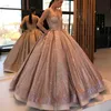 Sparkly Suknia Balowa Quinceanera Dress Luksusowe Dubai Celebrity Sukienki wieczorowe Suknia Moda Cekinowe gorset Spaghetti Paski Tulle Prom Dresses