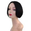 Brazylijska Krótka maszyna Made Little Lace Front Human Hair Wigs Bob peruka pełna i gruba dla czarnych kobiet naturalny kolor