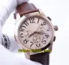 安く高品質の古典的なマスターコンプレッサーホワイトダイヤルクォーツクロノグラフメンズウォッチローズゴールドケースレザーストラップ腕時計