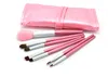 Beginner horse hair 7pcs/set makeup brush portable Pink / gold / black PU bag 7 makeup set brush.