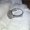 Éblouissantes femmes fiançailles bague de mariage pour femmes taille coussin 8mm rose 5A zircon cristal 925 Bijoux en argent Sterling