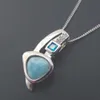 2021 Dominikanska Natural Larimar Hängsmycke Locket Solid 925 Sterling Silver Smycken Ädelstenar Charm Pendants Mode Lovely Gift för henne