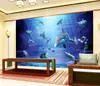 Dolphin Stereo Podwodny World 3D TV Tło Tapety ścienne do salonu