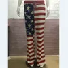 Pantaloni da donna larghi casual con bandiera americana USA Pantaloni a vita alta con coulisse a vita intera Pantaloni rossi comodi S-3XL