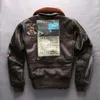 A2 air force flight suit AVIREXFLY cow leather jackets slim fit men flight bomber leather jacket with lamb fur collar