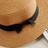 Lady Boater Sun Hat Ribbon Round Flat Top Straw Fedora Panama Hat Summer Caps For Women Straw Hat Women039s Hats Gorras6201336