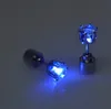 Moda LED Flashing Light Ze Stali Nierdzewnej Rhinestone Ear Stud Kolczyki Biżuteria Rave Zabawki Prezent LED Kolczyki Boże Narodzenie