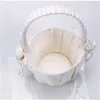 2019 Hurtownie Nowa Elegancka Ceremonia ślubna Party Satin Flower Girl Basket White